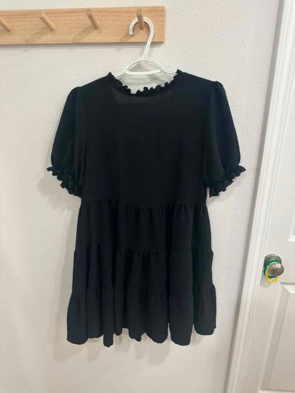 Black Ruffle Sleeve Tiered Dress